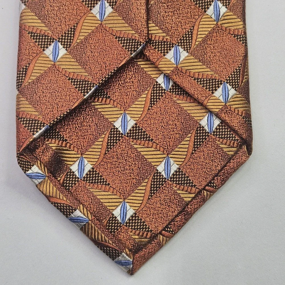 Jos. A. Bank Signature Collection Men's Silk Tie Copper Geometric Made in Italy